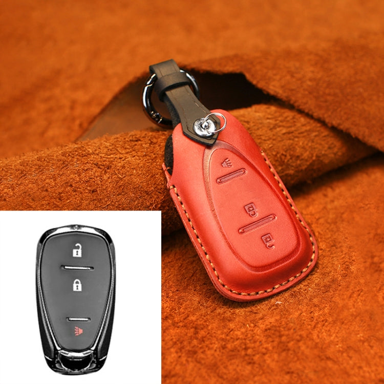 For Chevrolet Car Cowhide Leather Key Protective Cover Key Case, Three Keys Version (Red) - Car Key Cases by PMC Jewellery | Online Shopping South Africa | PMC Jewellery | Buy Now Pay Later Mobicred