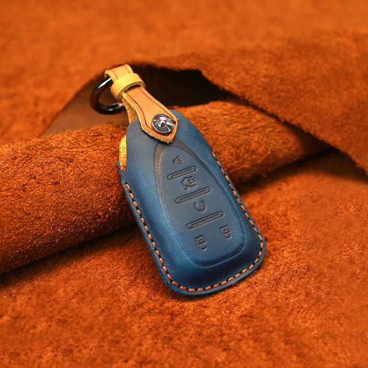For Chevrolet Car Cowhide Leather Key Protective Cover Key Case, Five Keys Version (Blue) - Car Key Cases by PMC Jewellery | Online Shopping South Africa | PMC Jewellery | Buy Now Pay Later Mobicred