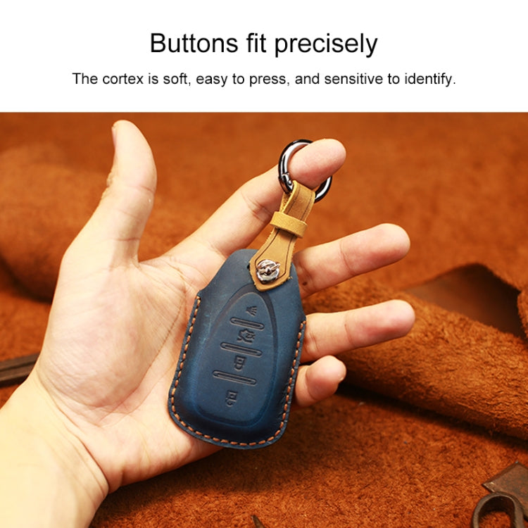 For Chevrolet Car Cowhide Leather Key Protective Cover Key Case, Five Keys Version (Blue) - Car Key Cases by PMC Jewellery | Online Shopping South Africa | PMC Jewellery | Buy Now Pay Later Mobicred