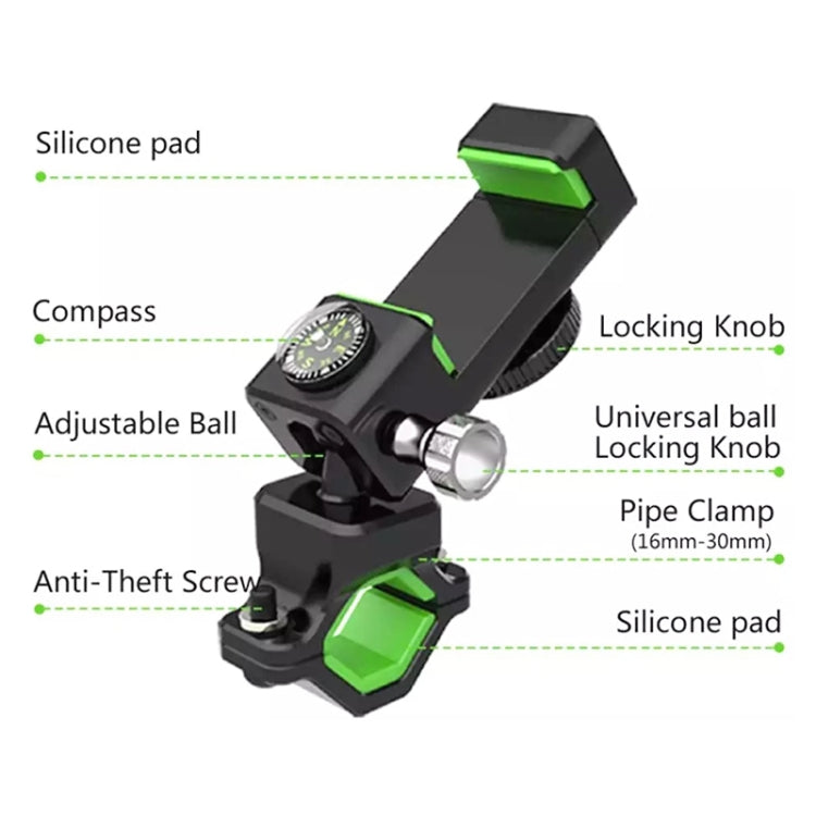 Bicycle / Motorcycle Anti-theft Anti-take Off Mobile Phone Holder with Light (Black) - Retaining Clips by PMC TechLife | Online Shopping South Africa | PMC TechLife | Buy Now Pay Later Mobicred