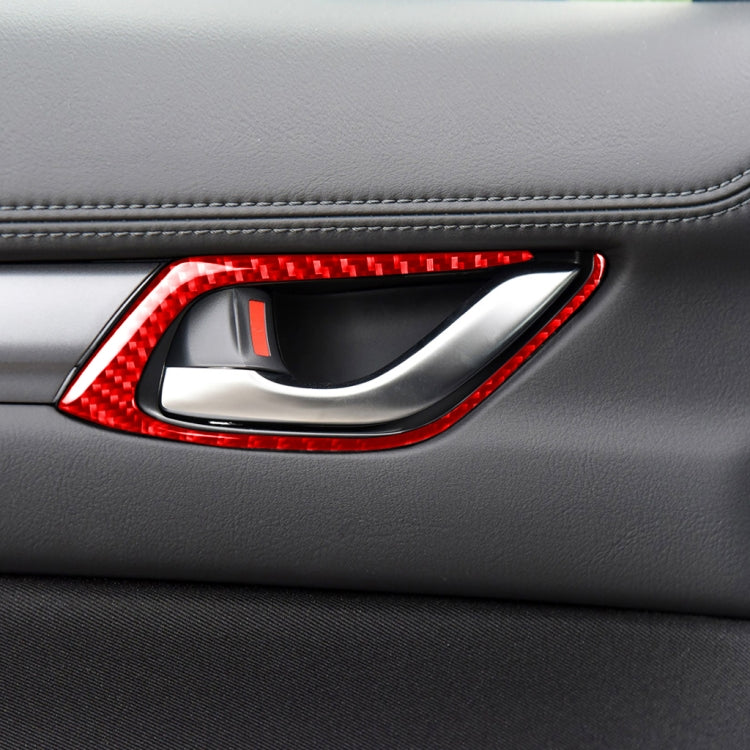 Car Carbon Fiber Inside Door Handle Decorative Sticker for Mazda CX-5 2017-2018, Left and Right Drive (Red) - Car Interior Mouldings by PMC TechLife | Online Shopping South Africa | PMC TechLife | Buy Now Pay Later Mobicred