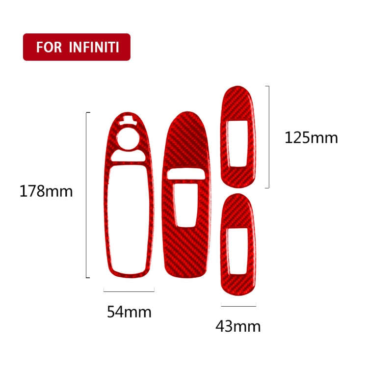 Car Carbon Fiber A Style Window Glass Lift Panel Decorative Sticker for Infiniti Q50 2014-2020, Left Drive (Red) - Steering Wheel Accessories by PMC TechLife | Online Shopping South Africa | PMC TechLife | Buy Now Pay Later Mobicred