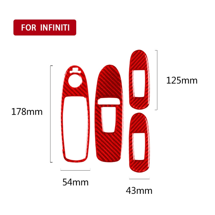 Car Carbon Fiber B Style Window Glass Lift Panel Decorative Sticker for Infiniti Q50 2014-2020, Left Drive (Red) - Steering Wheel Accessories by PMC TechLife | Online Shopping South Africa | PMC TechLife | Buy Now Pay Later Mobicred