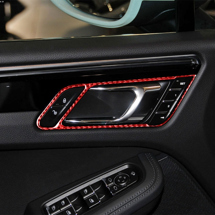 Car Carbon Fiber Door Handle Frame Panel Decorative Sticker for Porsche Macan 2014-2021, Left and Right Drive Universal (Red) - free shipping - PMC TechLife - Order now!