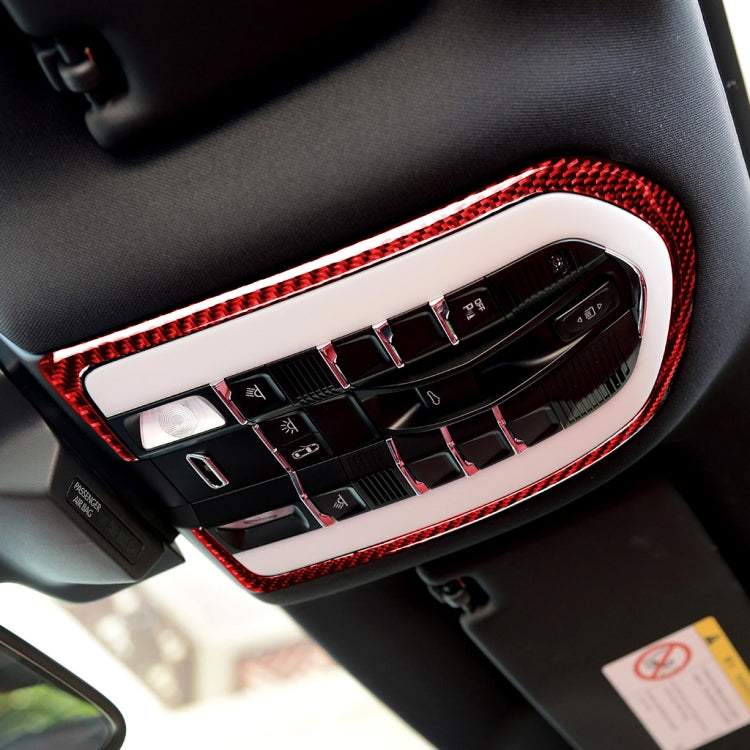 Car Carbon Fiber Dome Light Panel Decorative Sticker for Porsche Macan 2014-2021, Left and Right Drive Universal(Red) - Car Interior Mouldings by PMC TechLife | Online Shopping South Africa | PMC TechLife | Buy Now Pay Later Mobicred