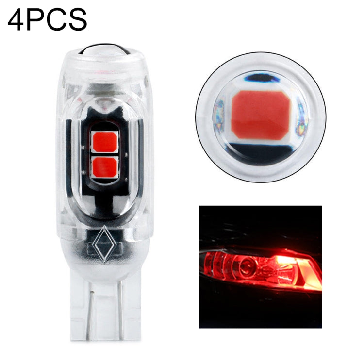 4pcs T10 DC12V /  0.84W / 0.07A / 150LM Car Clearance Light 5LEDs SMD-3030 Lamp Beads with lens (Red Light) - Clearance Lights by PMC TechLife | Online Shopping South Africa | PMC TechLife | Buy Now Pay Later Mobicred
