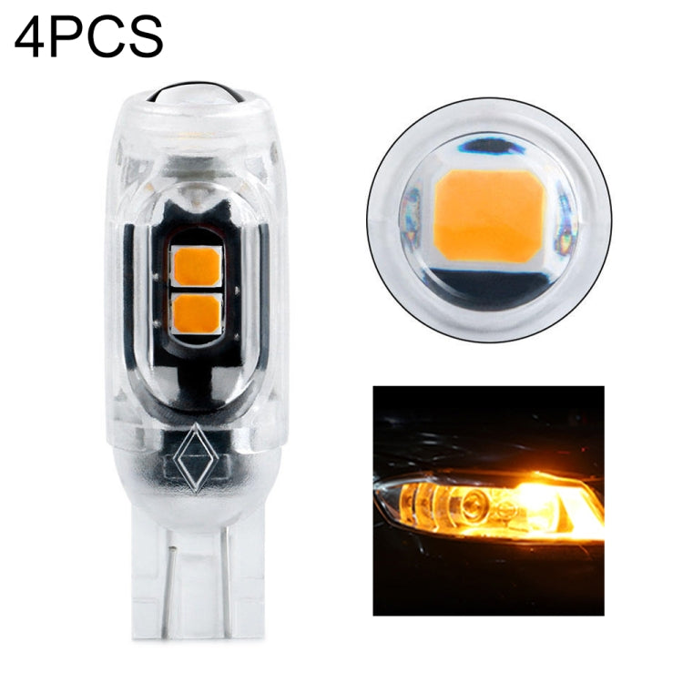4pcs T10 DC12V /  0.84W / 0.07A / 150LM Car Clearance Light 5LEDs SMD-3030 Lamp Beads with lens (Yellow Light) - Clearance Lights by PMC TechLife | Online Shopping South Africa | PMC TechLife | Buy Now Pay Later Mobicred