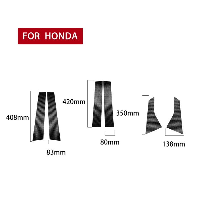 6 in 1 Car Carbon Fiber B-pillar Decorative Sticker for Honda 10th Generation Accord 2018-2021, Left and Right Drive Universal - Decorative Sticker by PMC TechLife | Online Shopping South Africa | PMC TechLife | Buy Now Pay Later Mobicred