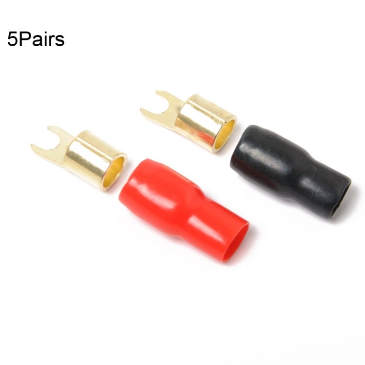 5 Pairs Car Audio Power Ground Wire Fork Terminals Brass 4 Gauge 5/16 inch Connectors Red and Black Boots - Booster Cable & Clip by PMC TechLife | Online Shopping South Africa | PMC TechLife | Buy Now Pay Later Mobicred
