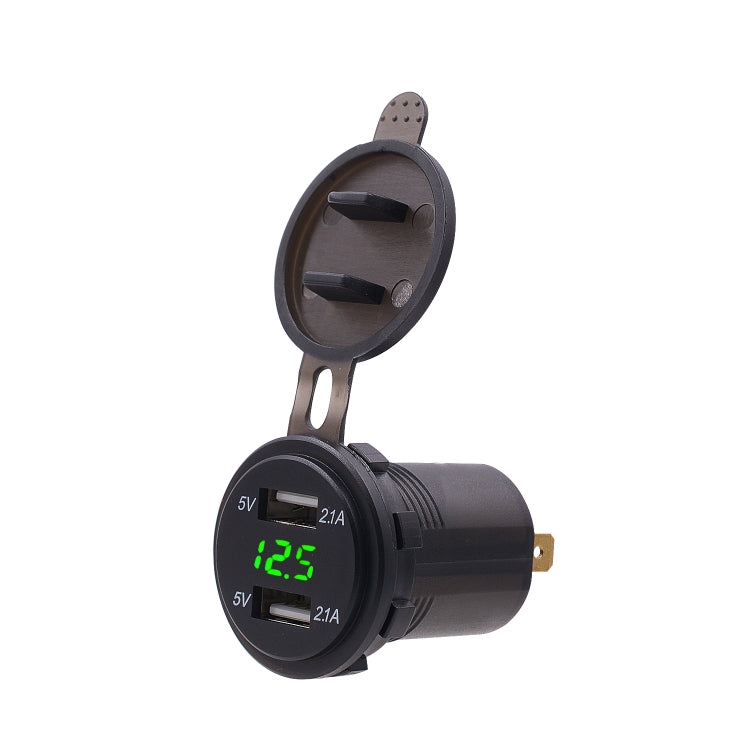 Universal Car Dual Port USB Charger Power Outlet Adapter 4.2A 5V IP66 with LED Digital Voltmeter + 60cm Cable(Green Light) - DIY Modified Charger by PMC TechLife | Online Shopping South Africa | PMC TechLife | Buy Now Pay Later Mobicred