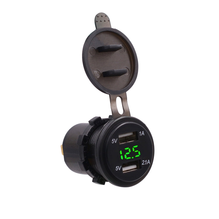 Universal Car Dual Port USB Charger Power Outlet Adapter 3.1A 5V IP66 with LED Digital Voltmeter + 60cm Cable(Green Light) - DIY Modified Charger by PMC TechLife | Online Shopping South Africa | PMC TechLife | Buy Now Pay Later Mobicred