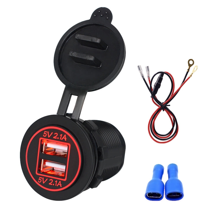 Universal Car Dual USB Charger Power Outlet Adapter 4.2A 5V IP66 with Aperture + 60cm Cable(Red Light) - free shipping - PMC TechLife - Order now!