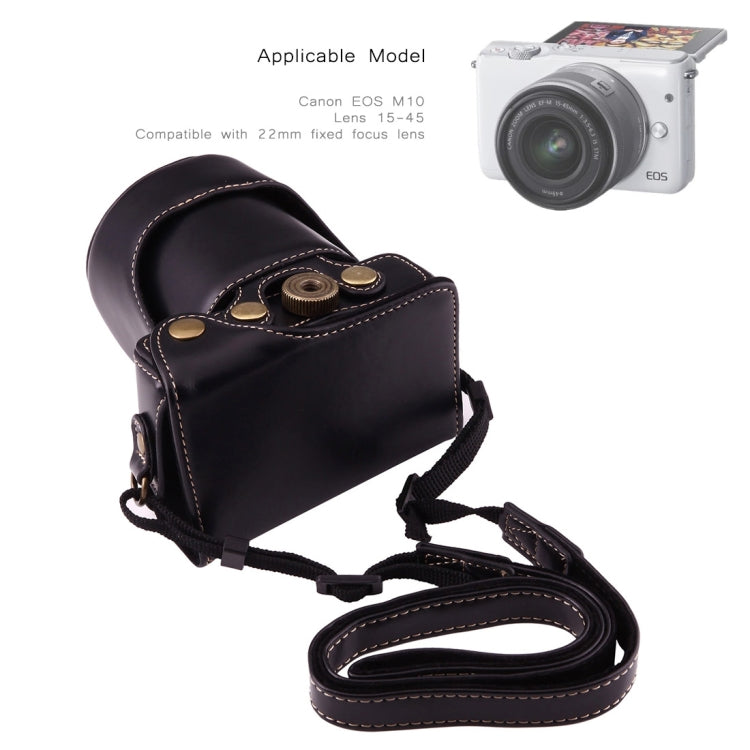 Full Body Camera PU Leather Case Bag with Strap for Canon EOS M10(Black) - free shipping - PMC TechLife - Order now!