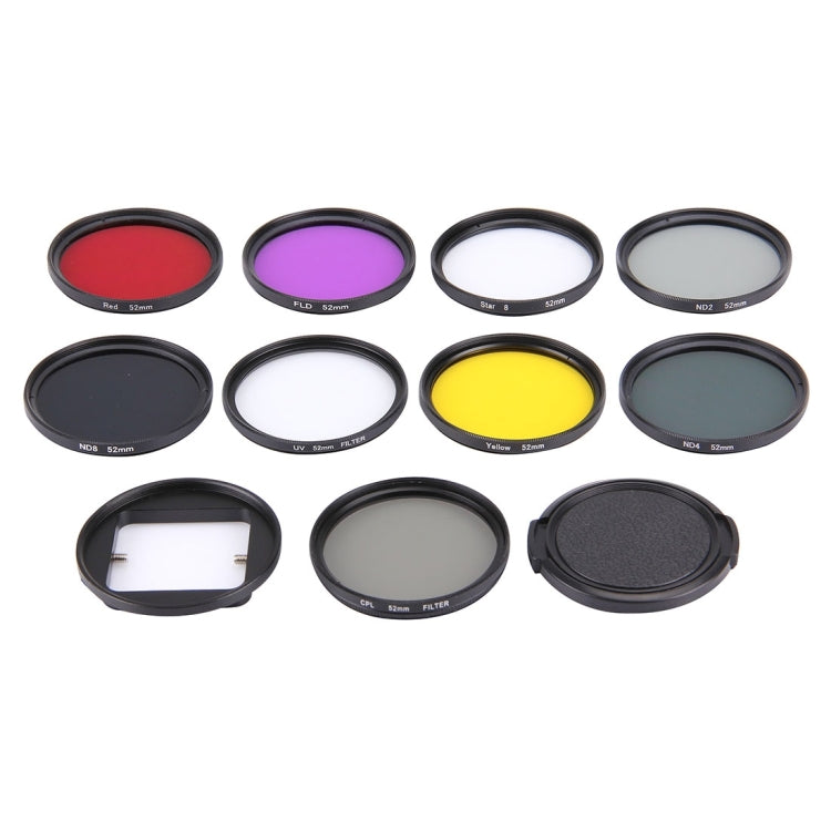 JUNESTAR 11 in 1 Proffesional 52mm Lens Filter(CPL + UV + ND8 + ND4 + ND2 + Star 8 + Red + Yellow + FLD / Purple) & Water-resistant Housing Case Adapter Ring & Lens Protective Cap for GoPro HERO4 / 3+ / 3 & Xiaomi Xiaoyi Yi I / II 4K Sport Action Camera - Lens Filter by JSR | Online Shopping South Africa | PMC TechLife | Buy Now Pay Later Mobicred