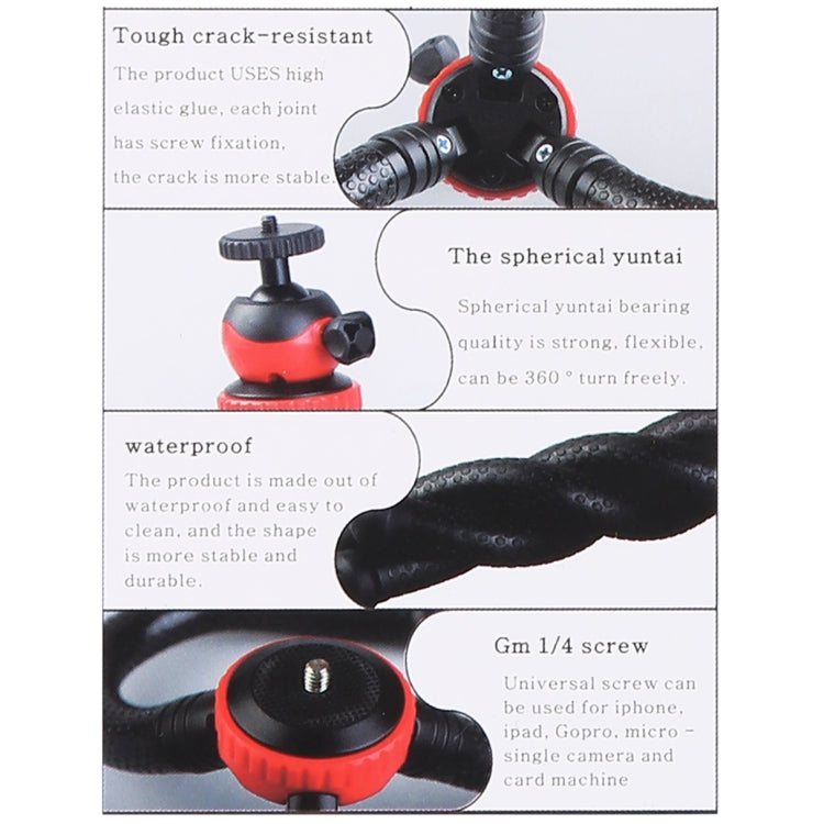 MZ305 Mini Octopus Flexible Tripod Holder with Ball Head for SLR Cameras, GoPro HERO10 Black / HERO9 Black / HERO8 Black /7 /6 /5 /5 Session /4 Session /4 /3+ /3 /2 /1, DJI Osmo Action, Xiaoyi and Other Action Cameras, Cellphone, Size:30cmx5cm - Portable Mini Tripod by PMC TechLife | Online Shopping South Africa | PMC TechLife | Buy Now Pay Later Mobicred