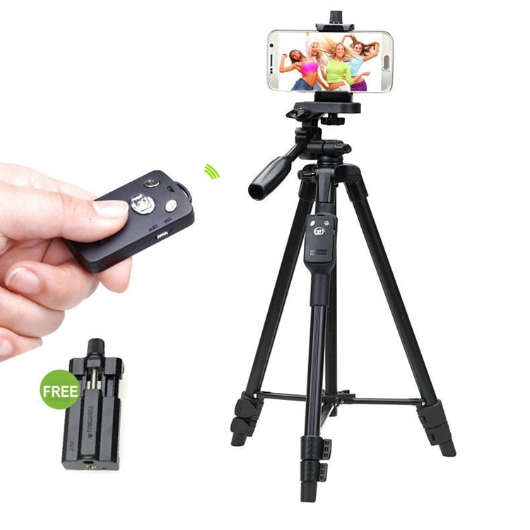 YUNTENG VCT-5208RM Aluminum Magnesium Alloy Leg Tripod Mount with Bluetooth Remote Control & Tripod Head & Phone Clamp for SLR Camera & Smartphones, Height: 125cm - free shipping - PMC TechLife - Order now!