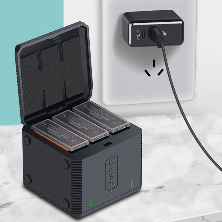 RUIGPRO USB Triple Batteries Housing Charger Box with LED Indicator Light for DJI OSMO Action 1 - Cable & Charger by PMC TechLife | Online Shopping South Africa | PMC TechLife | Buy Now Pay Later Mobicred