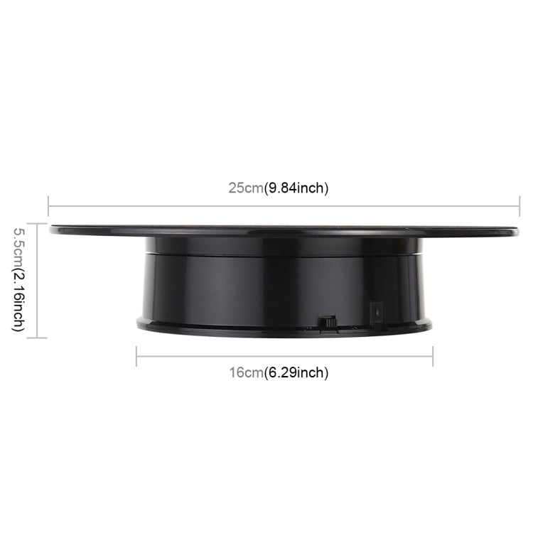 25cm 360 Degree Electric Rotating Turntable Display Stand Video Shooting Props Turntable for Photography, Load 3kg, Powered by Battery(Black White) - free shipping - PMc TechLife - Order now!