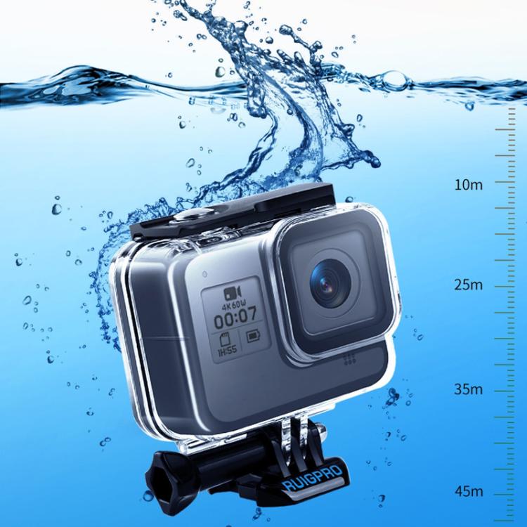 RUIGPRO for GoPro HERO8 Black 45m Waterproof Housing Protective Case with Buckle Basic Mount & Screw(Transparent) - free shipping - PMC TechLife - Order now!