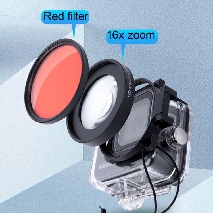 RUIGPRO for GoPro HERO8 58mm 16X Macro Lens + Red/Purple Diving Lens  Filter + Dive Housing Waterproof Case Kits with Filter Adapter Ring & Lens Cap - Lens Filter by RUIGPRO | Online Shopping South Africa | PMC TechLife | Buy Now Pay Later Mobicred