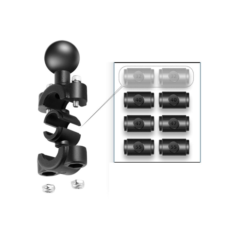 25mm Ball Head Motorcycle Rearview Mirror Fixed Mount Holder with 4 Styles Gaskets for GoPro, Insta360, DJI and Other Action Cameras(Black) - Bicycle Handlebar Mount by PMC TechLife | Online Shopping South Africa | PMC TechLife | Buy Now Pay Later Mobicred