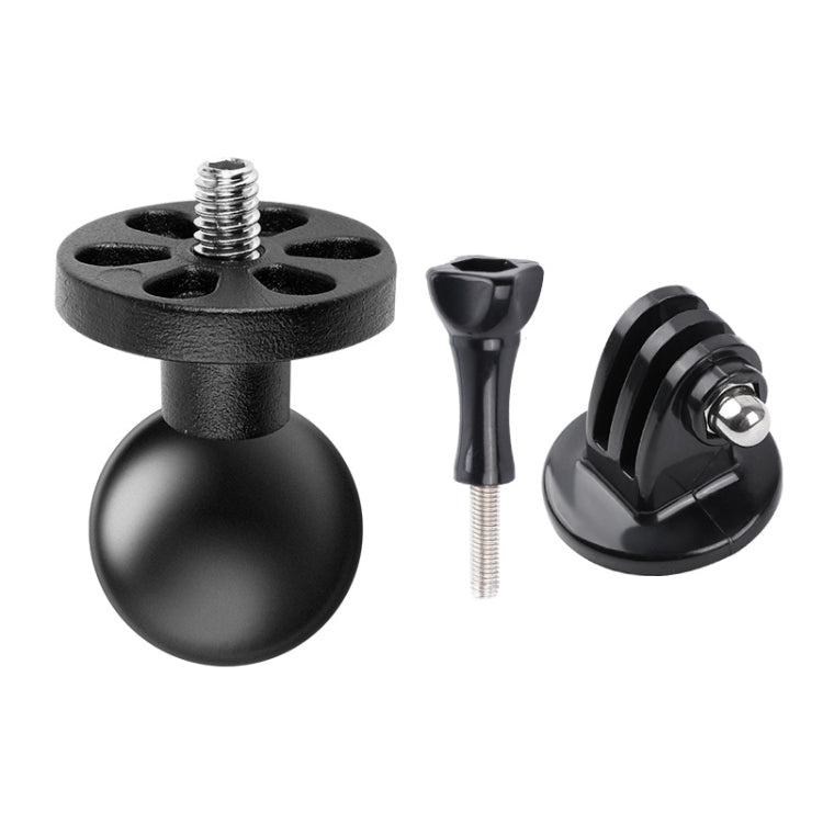 1/4 inch Screw 25mm Ball Head Motorcycle Fixed Mount Holder with Tripod Adapter & Screw for GoPro, Insta360, DJI and Other Action Cameras(Black) - Bicycle Handlebar Mount by PMC TechLife | Online Shopping South Africa | PMC TechLife | Buy Now Pay Later Mobicred