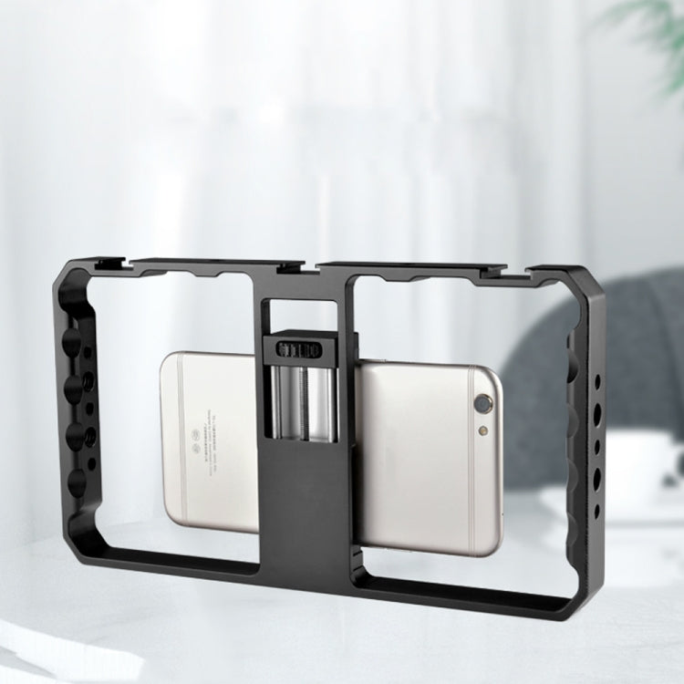 YELANGU  PC06 YLG0909A Vlogging Live Broadcast Smartphone Metal Cage Video Rig Filmmaking Recording Handle Stabilizer Bracket for iPhone, Galaxy, Huawei, Xiaomi, HTC, LG, Google, and Other Smartphones(Black) - free shipping - PMC Jewellery - Order now!