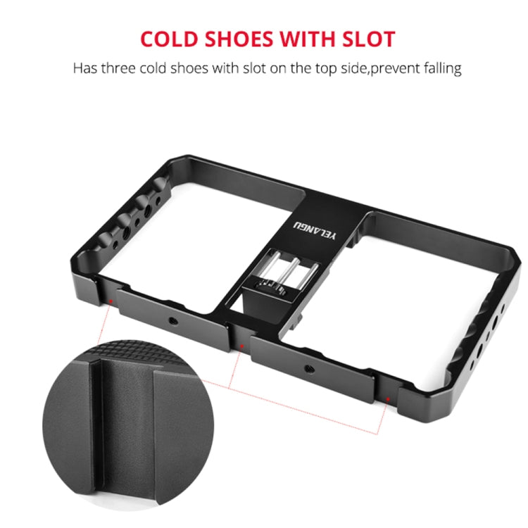 YELANGU  PC06 YLG0909A Vlogging Live Broadcast Smartphone Metal Cage Video Rig Filmmaking Recording Handle Stabilizer Bracket for iPhone, Galaxy, Huawei, Xiaomi, HTC, LG, Google, and Other Smartphones(Black) - free shipping - PMC Jewellery - Order now!