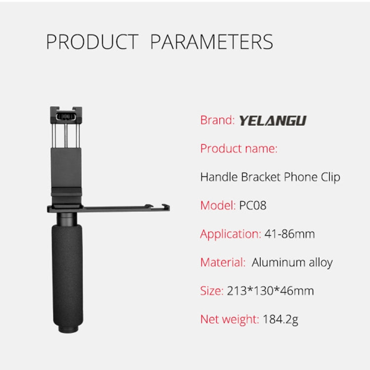 YELANGU PC08 YLG0117A Handheld Grip Holder Bracket with Mobile Phone Metal Clamp (Black) - free shipping - PMC TechLife - Order now!