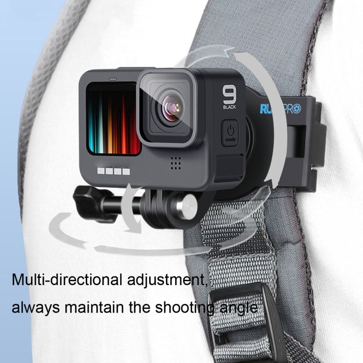 RUIGPRO 360 Degree Rotating Quick Release Strap Mount Shoulder Backpack Mount for GoPro, Insta360, DJI and Other Action Cameras(Black) - free shipping - PMC TechLife - Order now!
