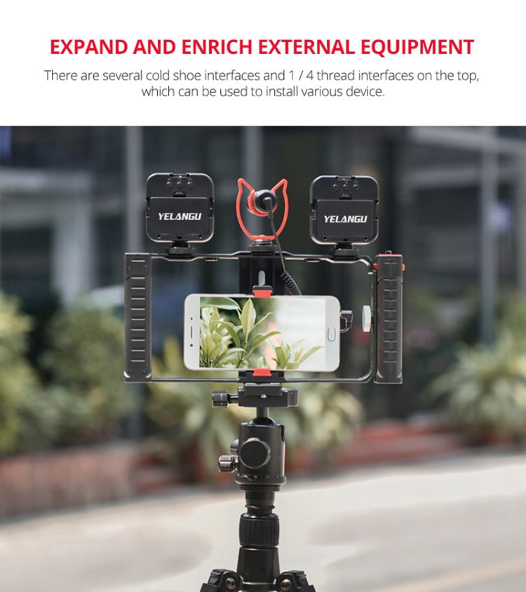 YELANGU PC02A Vlogging Live Broadcast Plastic Cage Video Rig Filmmaking Stabilizer Bracket for iPhone, Galaxy, Huawei, Xiaomi, HTC, LG, Google, and Other Smartphones(Black) - free shipping - PMC Jewellery - Order now!