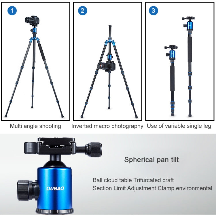 TRIOPO Oubao A-688 Adjustable Portable  Aluminum Alloy Tripod with Ball Head for SLR Camera - free shipping - PMC TechLife - Order now!