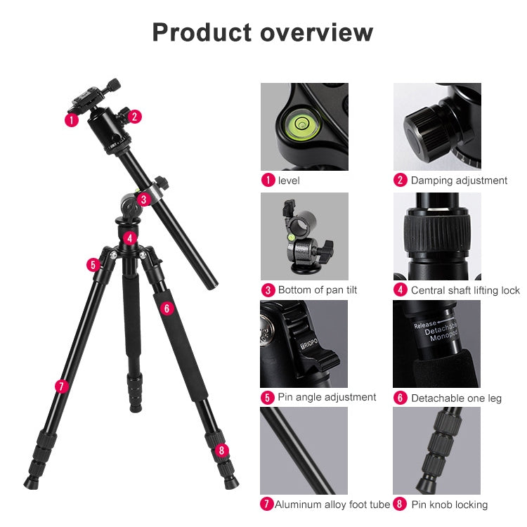 TRIOPO Oubao TA330 Horizontal Arm Tripod Mount Quick Release Center Column Boom Bracket with Tripod Ball-Head - free shipping - PMC TechLife - Order now!