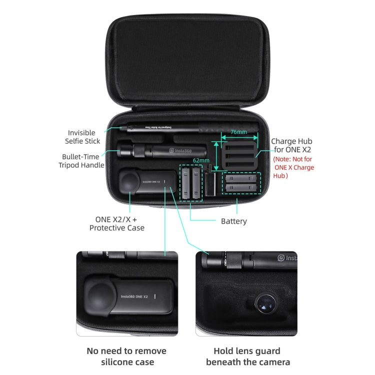 Sunnylife IST-B193 Storage Bag Case Handbag for Insta360 ONE X2 / X(Black) - free shipping - PMC TechLife - Order now!