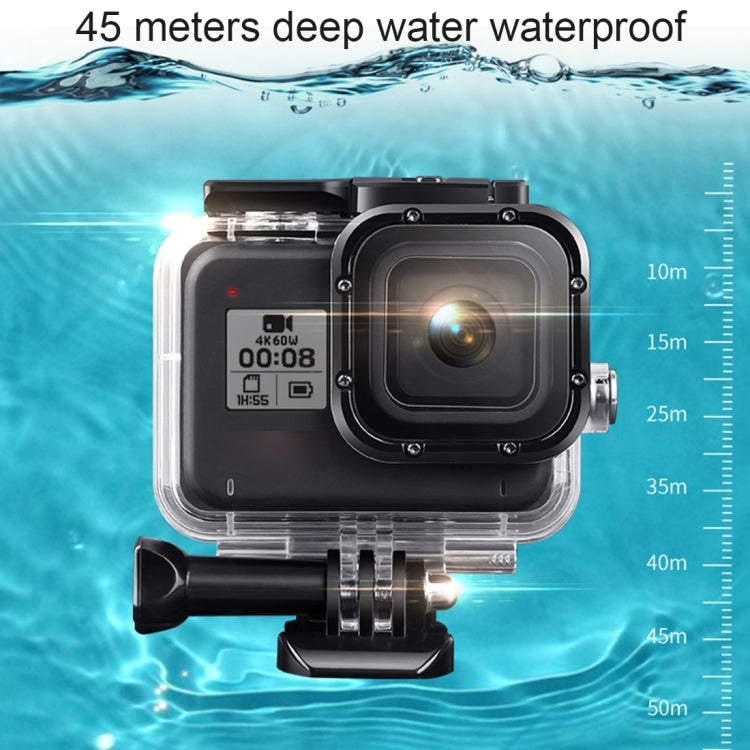 For GoPro HERO8 Black 45m Waterproof Housing Protective Case with Buckle Basic Mount & Screw & Floating Bobber Grip & Strap & Anti-Fog Inserts(Transparent) - free shipping - PMC TechLife - Order now!