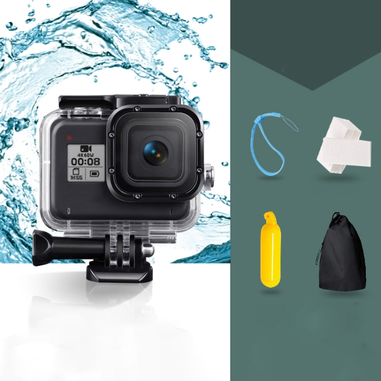 For GoPro HERO8 Black 45m Waterproof Housing Protective Case with Buckle Basic Mount & Screw & Floating Bobber Grip & Strap & Anti-Fog Inserts(Transparent) - free shipping - PMC TechLife - Order now!