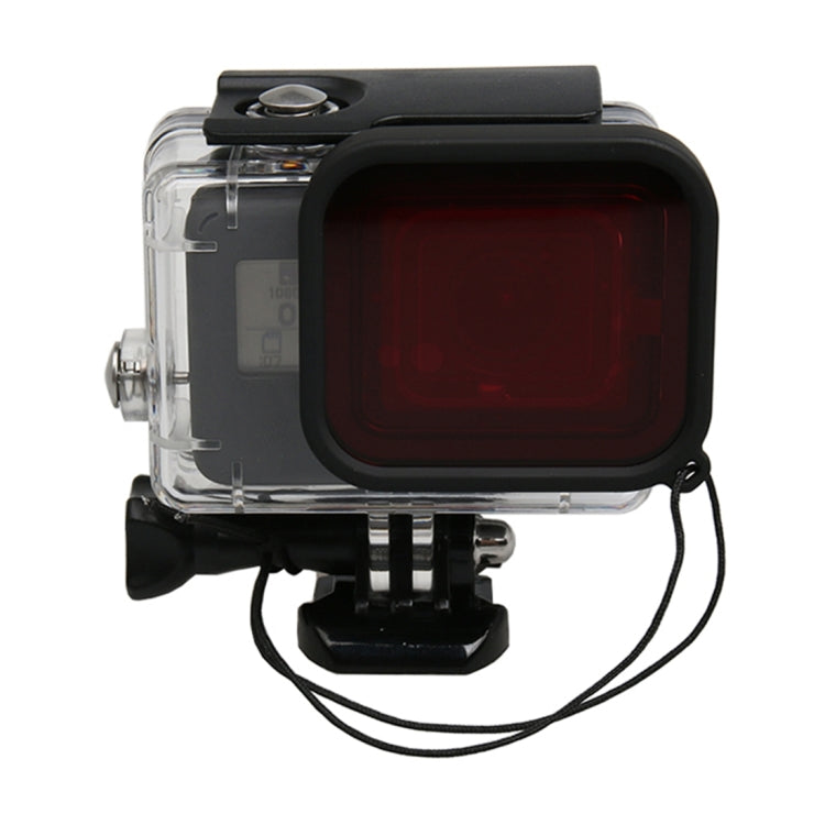 For GoPro HERO5 30m Waterproof PC & ABS Housing Protective Case + Camera Lens Red Quadrate Filter with Buckle Basic Mount & Long Screw & Anti-lost Hand Strap - Waterproof Cases by PMC TechLife | Online Shopping South Africa | PMC TechLife | Buy Now Pay Later Mobicred