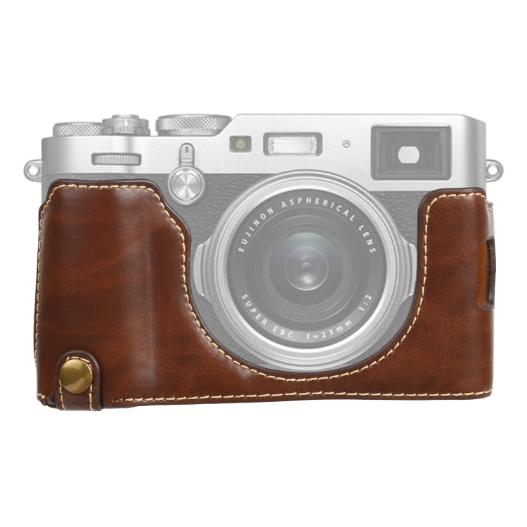 1/4 inch Thread PU Leather Camera Half Case Base for FUJIFILM X100V (Coffee) - free shipping - PMC TechLife - Order now!