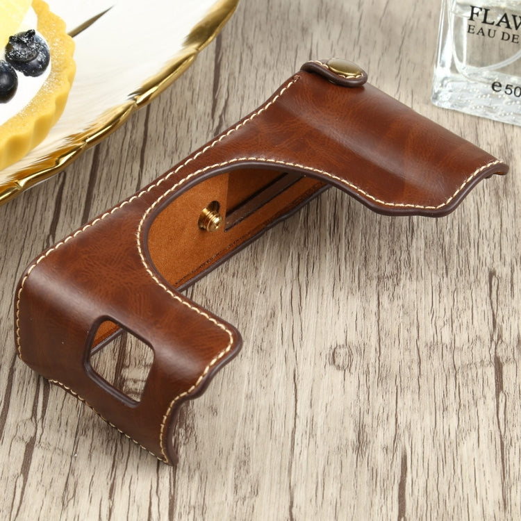 1/4 inch Thread PU Leather Camera Half Case Base for FUJIFILM X100V (Coffee) - free shipping - PMC TechLife - Order now!