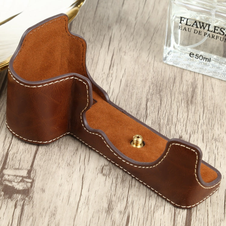 1/4 inch Thread PU Leather Camera Half Case Base for FUJIFILM X-S10 (Coffee) - free shipping - PMC TechLife - Order now!