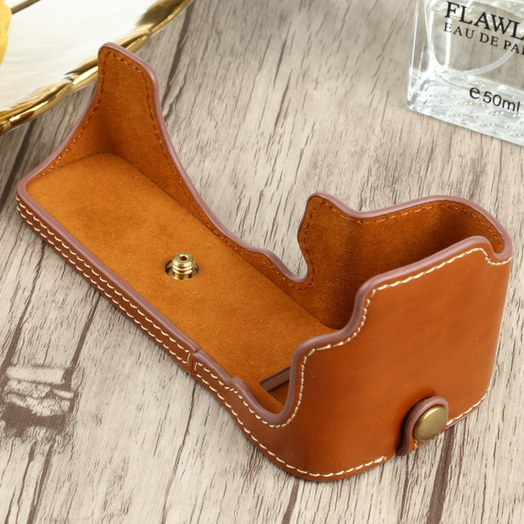 1/4 inch Thread PU Leather Camera Half Case Base for FUJIFILM X-S10 (Brown) - free shipping - PMC TechLife - Order now!