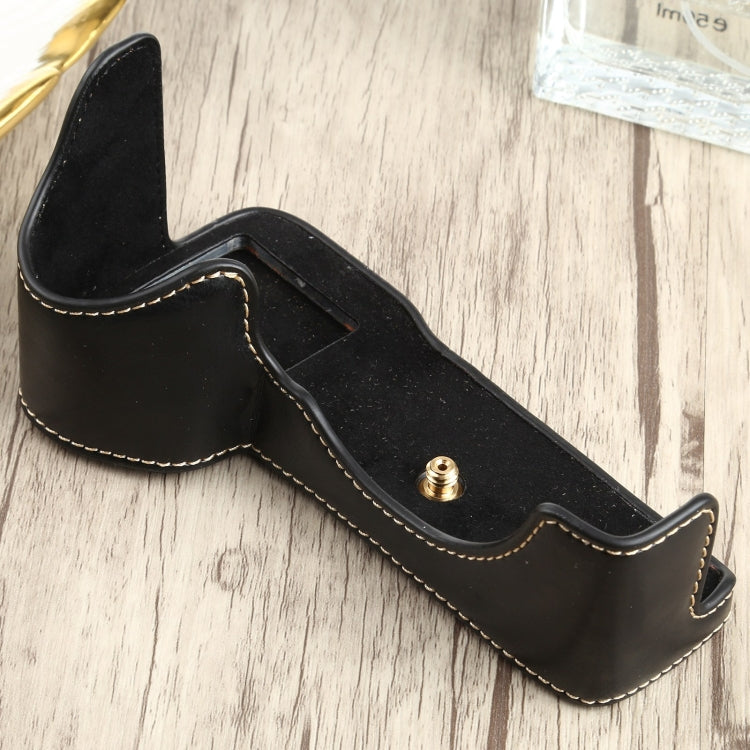 1/4 inch Thread PU Leather Camera Half Case Base for Sony ILCE-7RM4 / A7RM4 / A7R IV (Black) - free shipping - PMC TechLife - Order now!