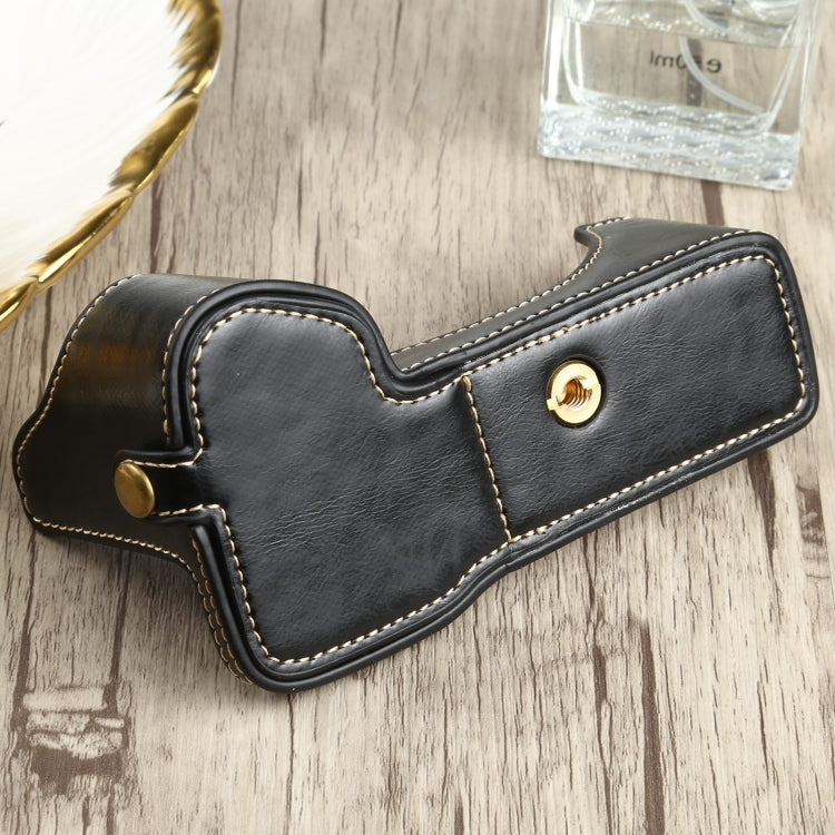 1/4 inch Thread PU Leather Camera Half Case Base for Sony ILCE-7RM4 / A7RM4 / A7R IV (Black) - free shipping - PMC TechLife - Order now!