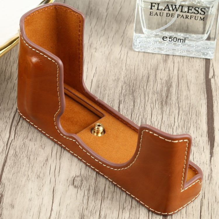 1/4 inch Thread PU Leather Camera Half Case Base for FUJIFILM XE4 (Brown) - free shipping - PMC TechLife - Order now!