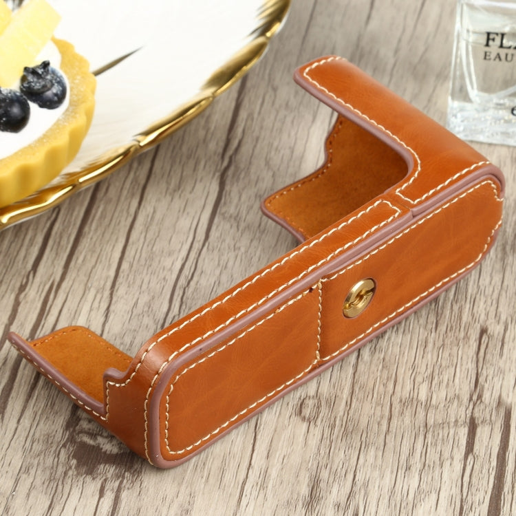 1/4 inch Thread PU Leather Camera Half Case Base for FUJIFILM XE4 (Brown) - free shipping - PMC TechLife - Order now!