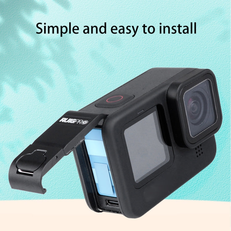 RUIGPRO Aluminum Alloy Battery Side Interface Cover for GoPro HERO10 Black / HERO9 Black (Black) - free shipping - PMC TechLife - Order now!