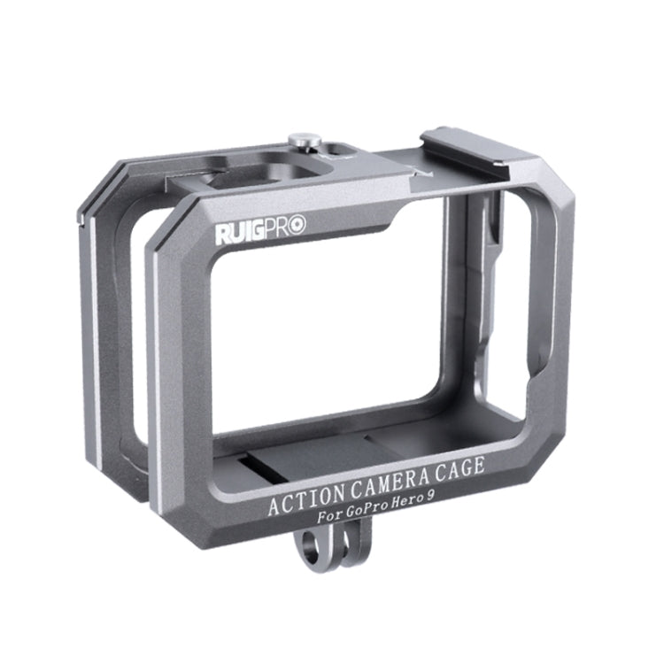 RUIGPRO for GoPro HERO10 Black / HERO9 Black Metal Border Frame Mount Protective Cage with Dual Cold Shoes Base (Silver Grey) - free shipping - PMC TechLife - Order now!