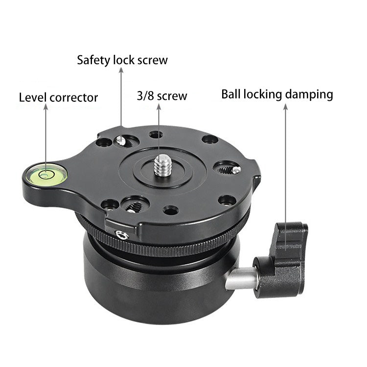 BEXIN DY-60N 3/8 inch Thread Dome Professional Tripod Leveling 360 Degree Panorama Head Base with Bubble Level & 3/8 inch Screw Adapter - free shipping - PMC TechLife - Order now!