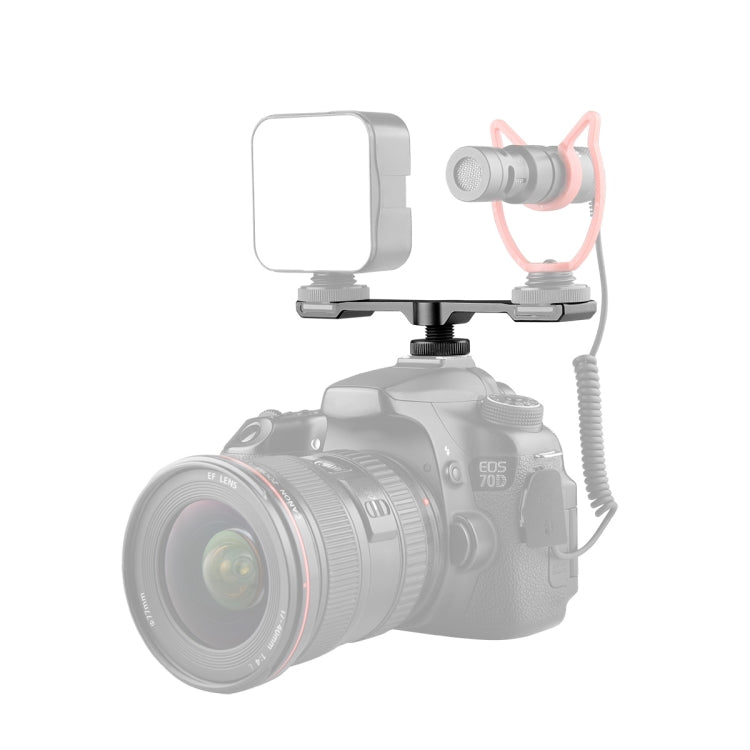 YELANGU A641 Cold Shoe to Dual Cold Shoe Mount Adapter Aluminum Alloy Extension Bracket (Black) - free shipping - PMC TechLife - Order now!