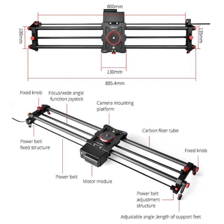 YELANGU L80TC 80cm Electrical Slide Rail Track with 2.4GHz Remote Control for SLR Cameras / Video Cameras (Black) - free shipping - PMC TechLife - Order now!